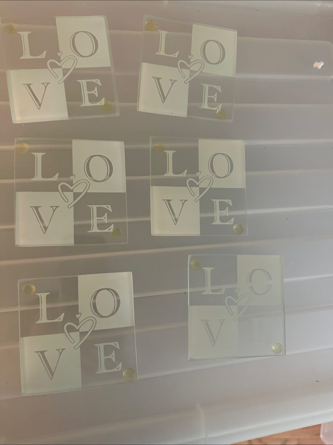 Set of LOVE Glass Coasters - photo 2