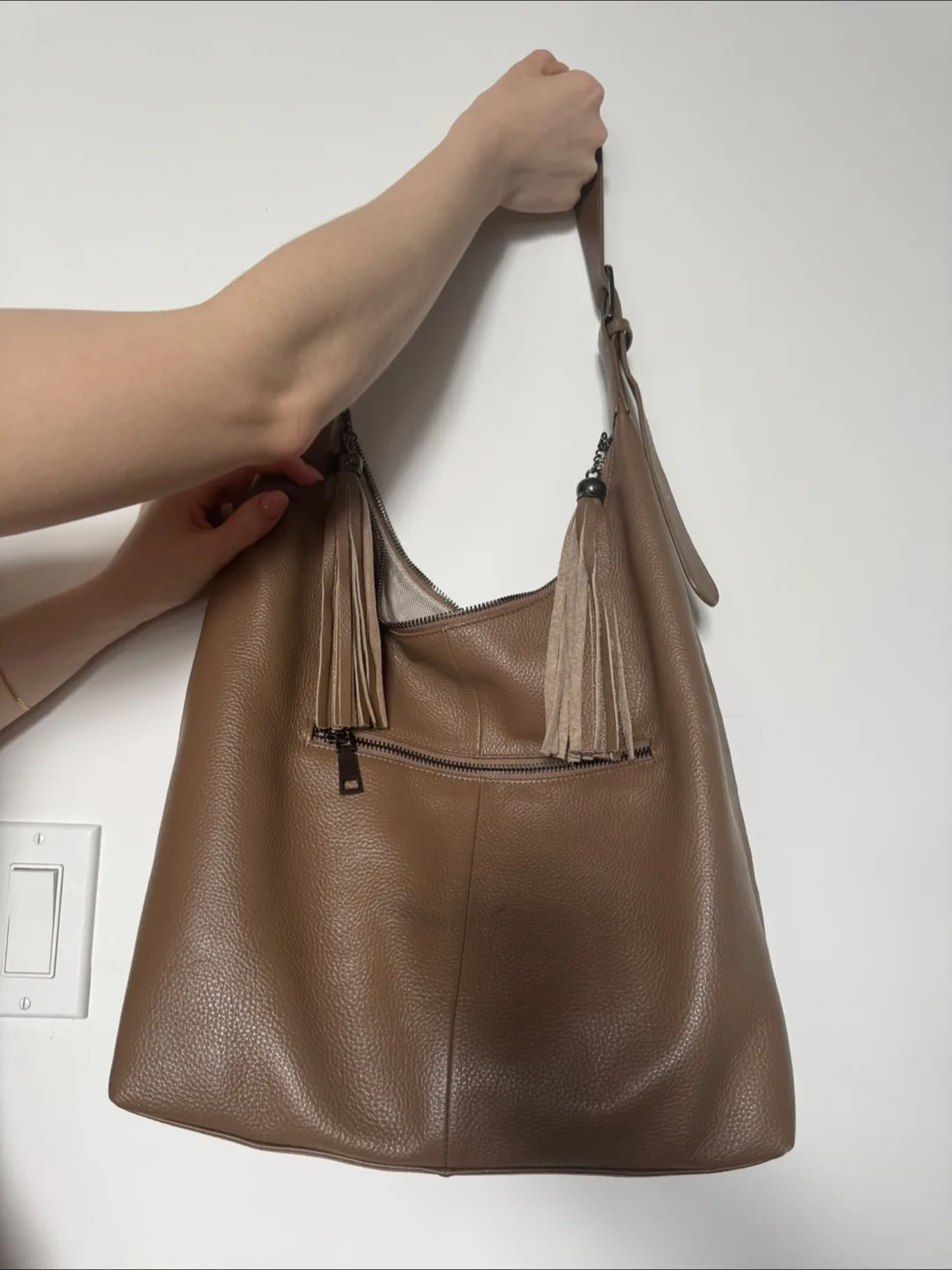 Leather Shoulder Bag with Tassels thumbnail