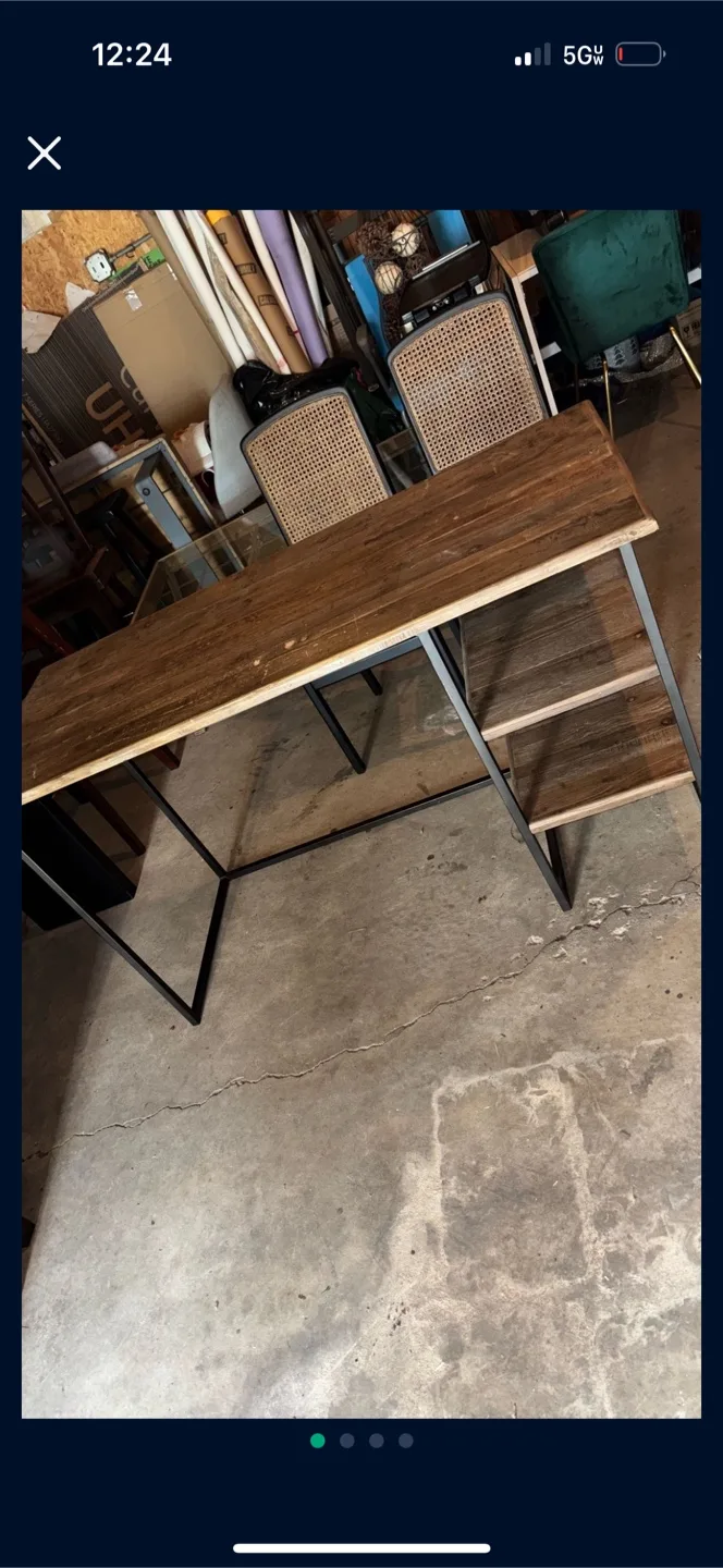 Real wood desk .  Heavy. as seen in pictures thumbnail