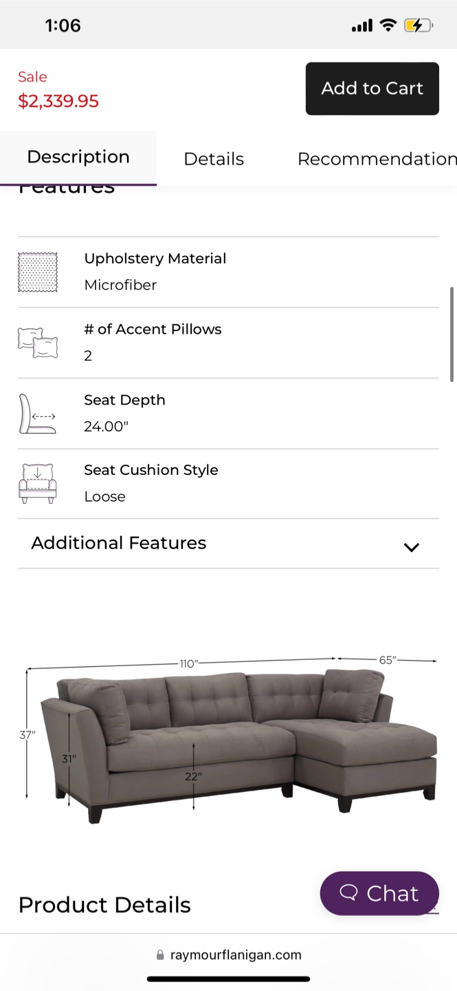 Raymour Flannigan Sectional Couch - photo 4