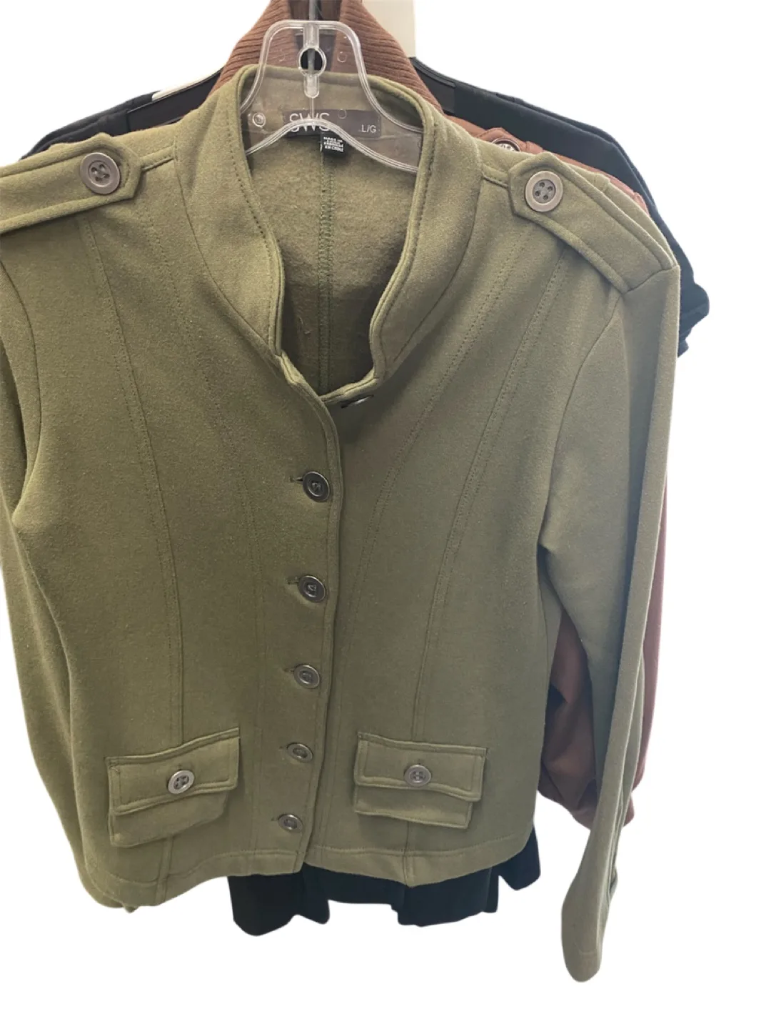 L women Olive Green FleeceJacket thumbnail