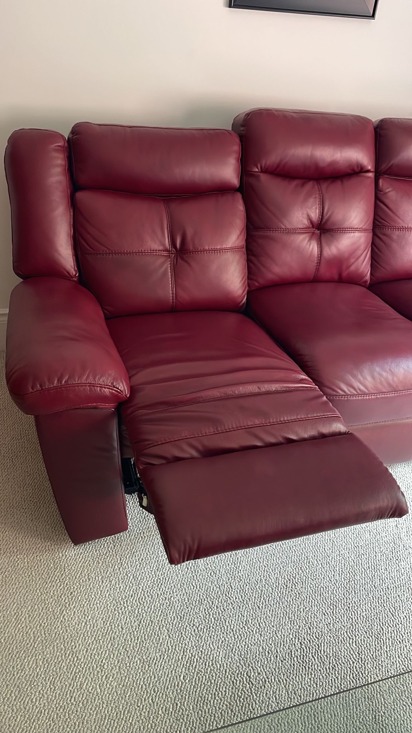 Red Leather Reclining Sofa - photo 4