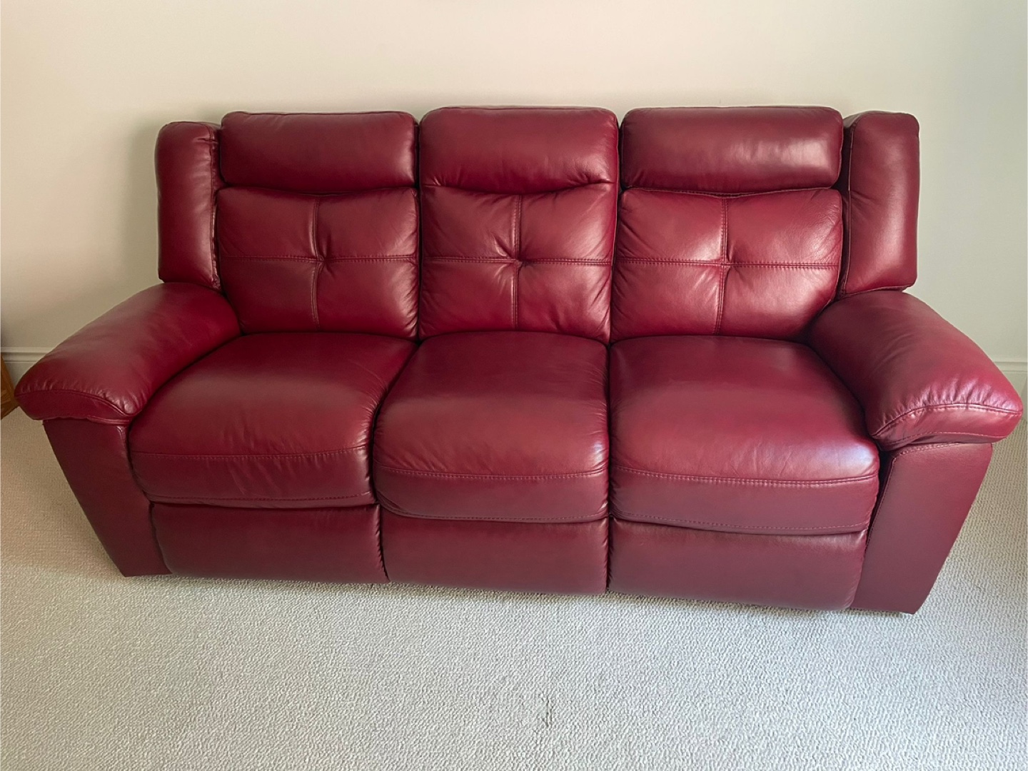 Red Leather Reclining Sofa