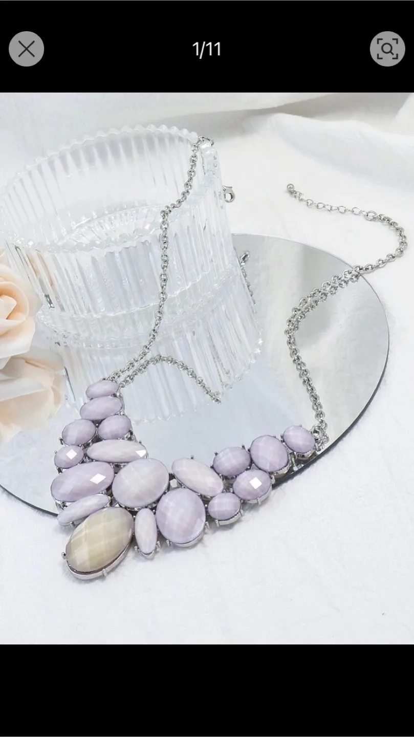 Lavender gemstone statement necklace thumbnail