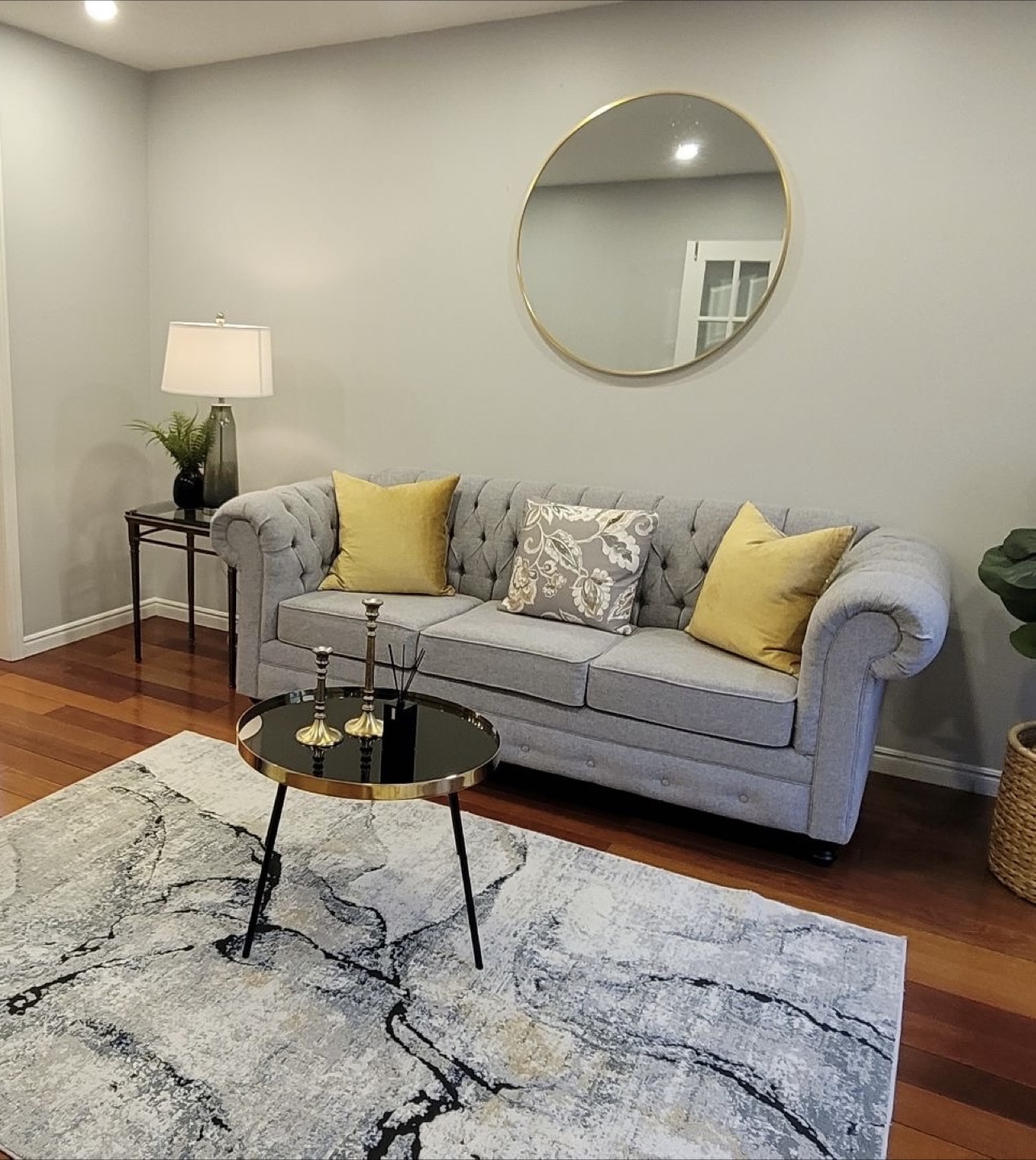 Grey Chesterfield couch