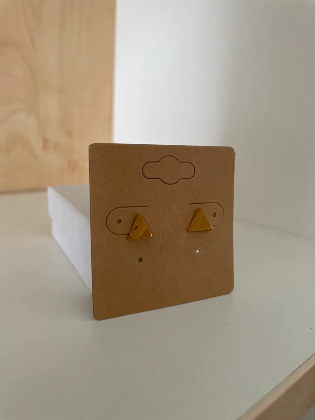 925 Sterling Silver Gold Plated Triangle Stud Earrings image indicator(2)