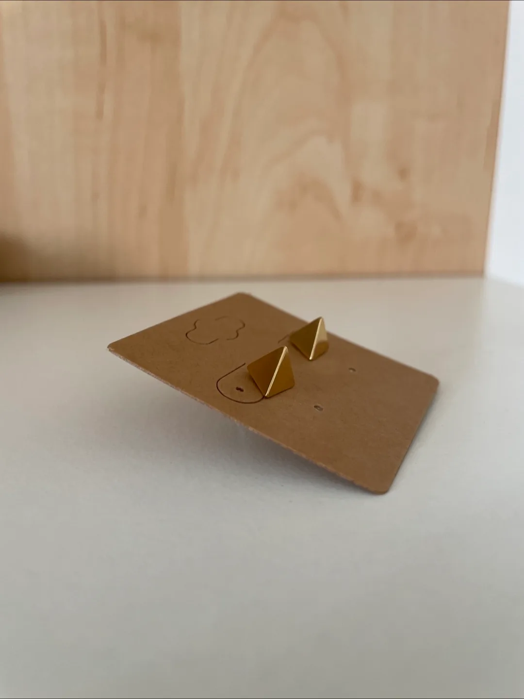 925 Sterling Silver Gold Plated Triangle Stud Earrings image indicator(3)