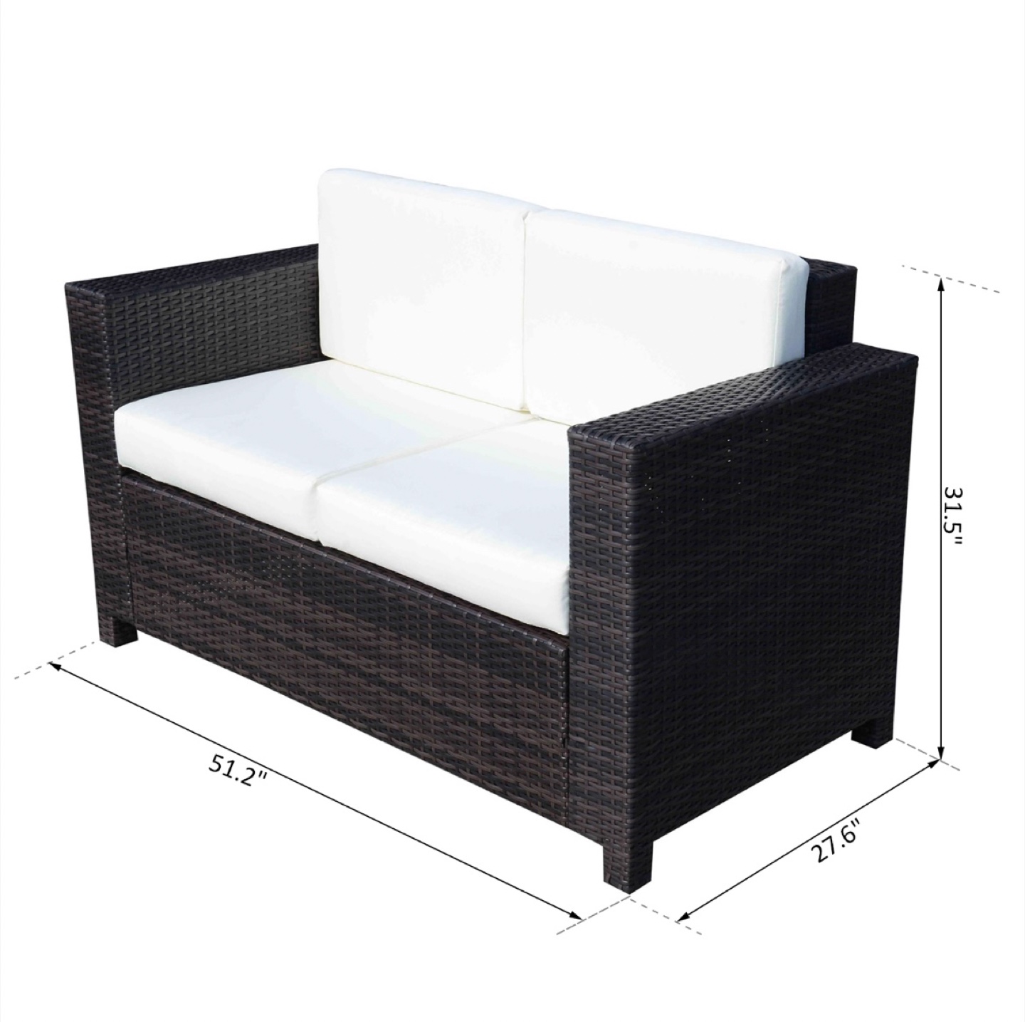 Outsunny brown wicker outdoor loveseat with custom cushions - photo 5