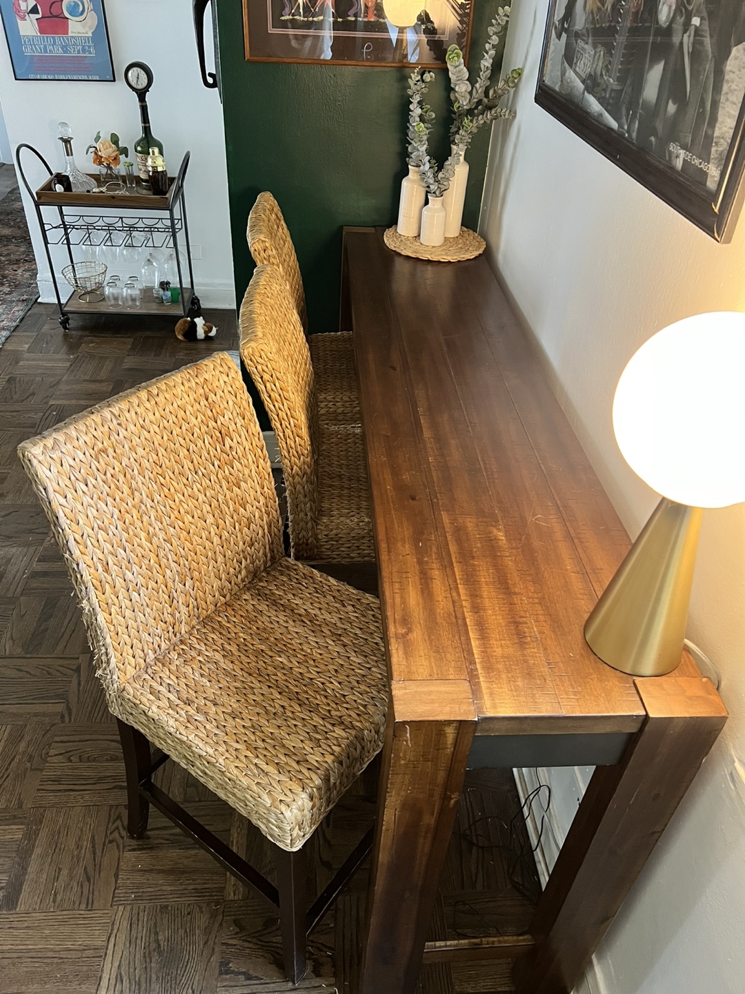 Bar Top with set of Woven Chairs
