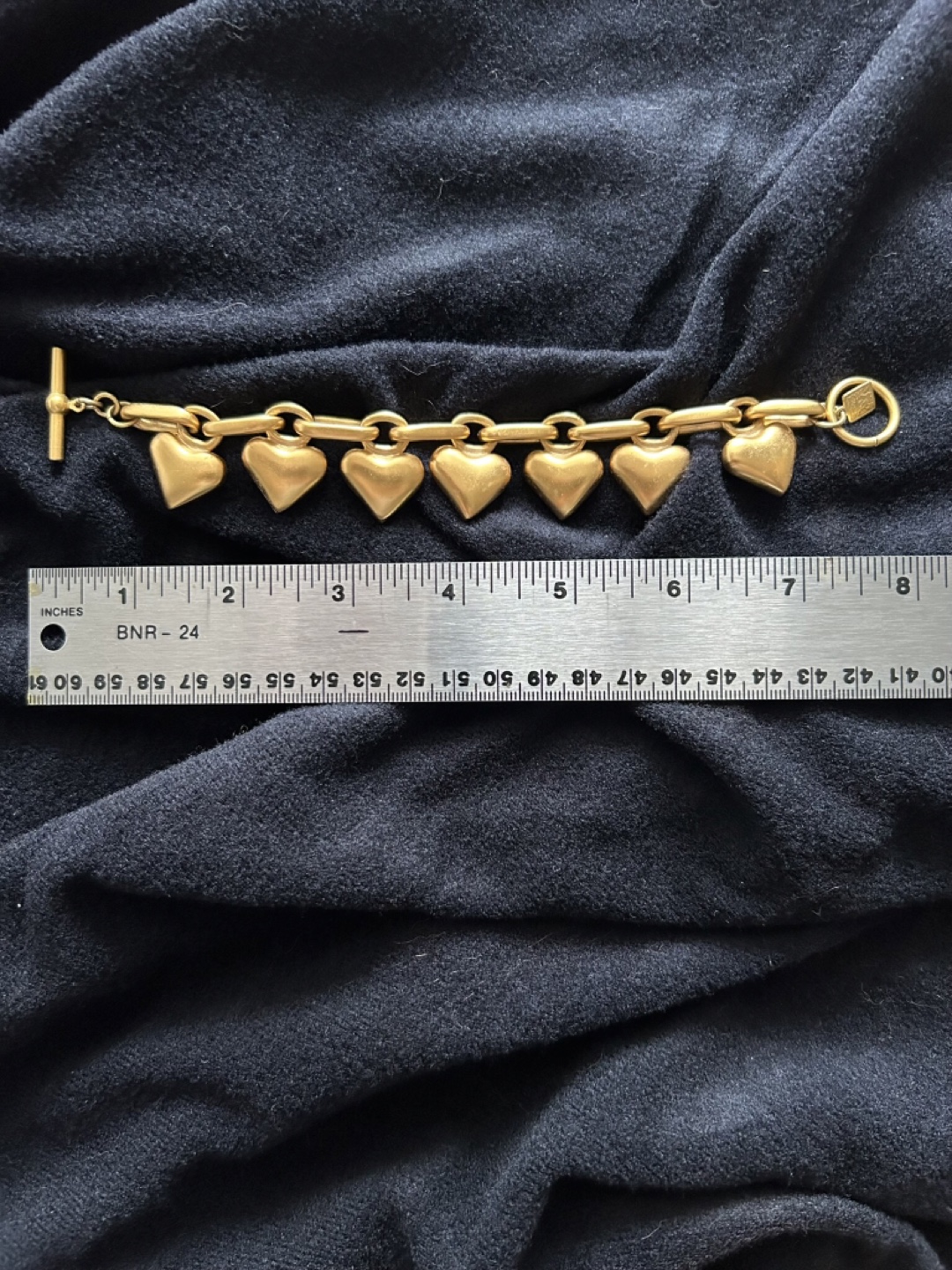 Anne Klein- Vintage 1990’s Matte Gold Puffy Heart Bracelet - photo 2