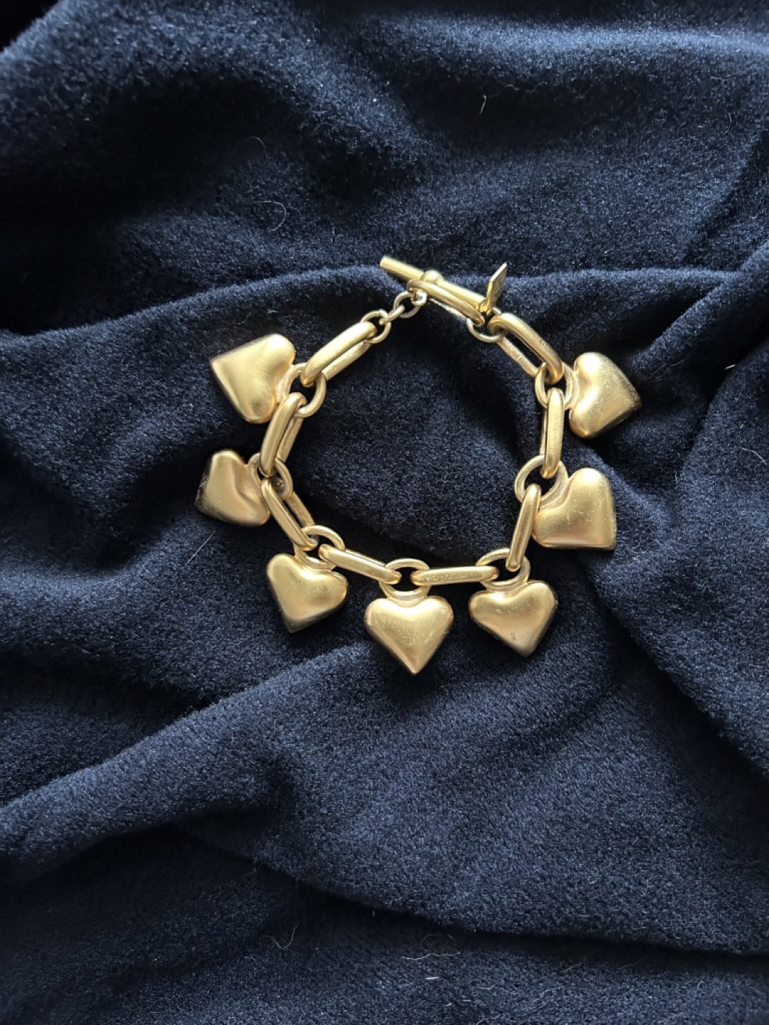 Anne Klein- Vintage 1990’s Matte Gold Puffy Heart Bracelet