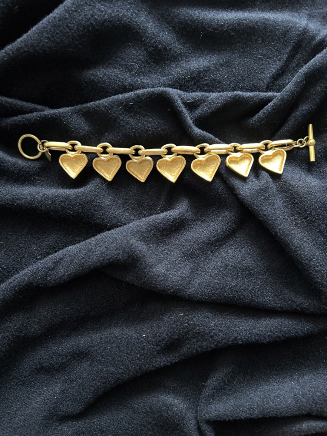 Anne Klein- Vintage 1990’s Matte Gold Puffy Heart Bracelet - photo 3