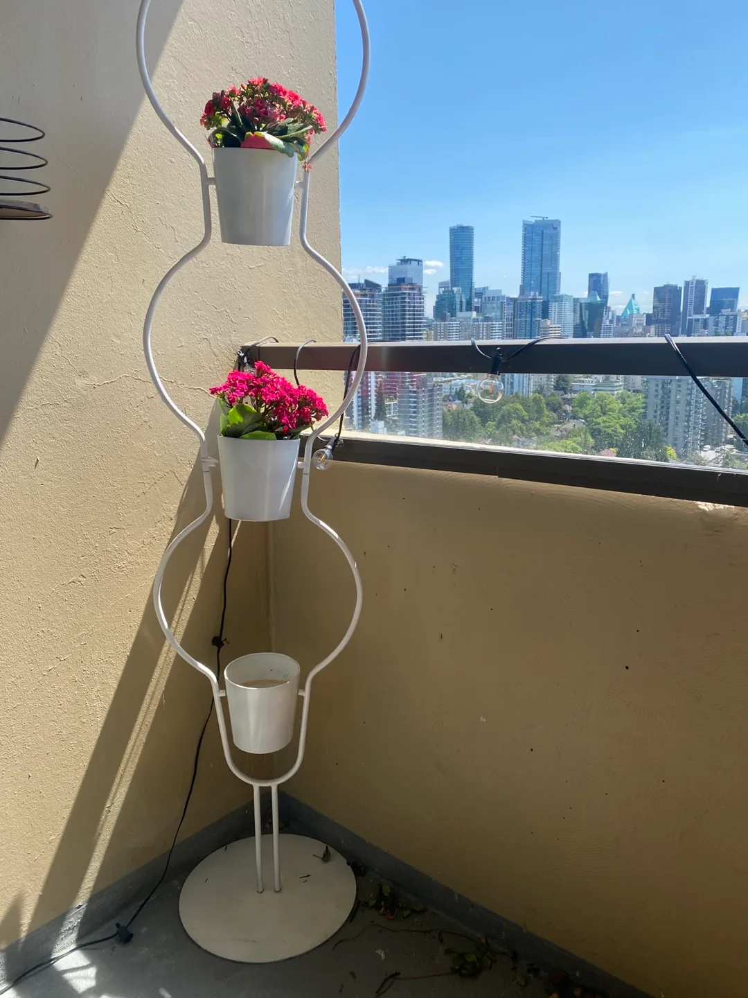Metal plant stand with three planters thumbnail