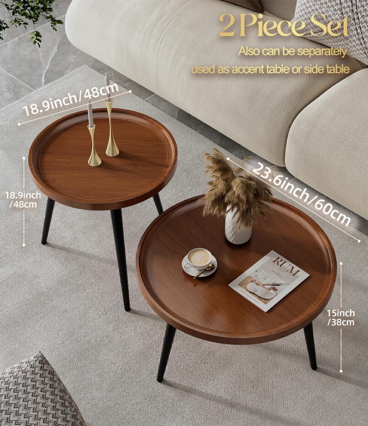2 Round Nesting Coffee Tables