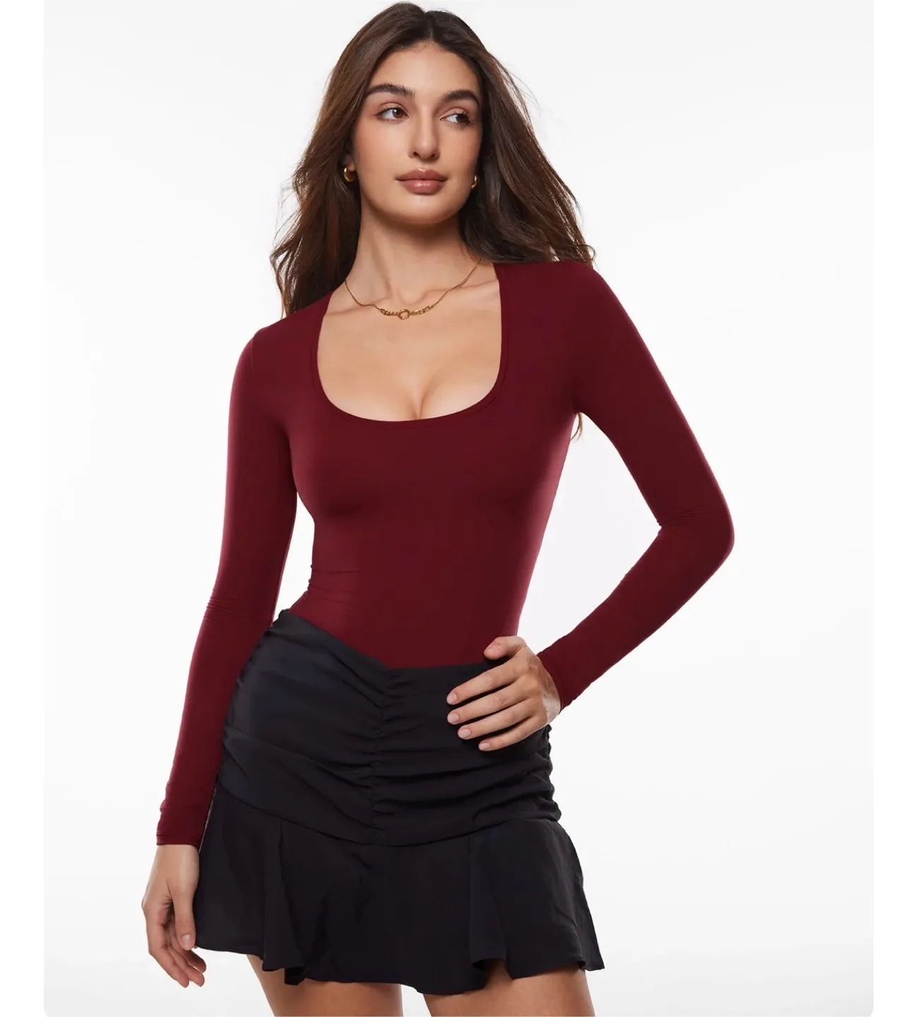 Brand New Red Long Sleeve Top Spandex Material Skims Doupe thumbnail