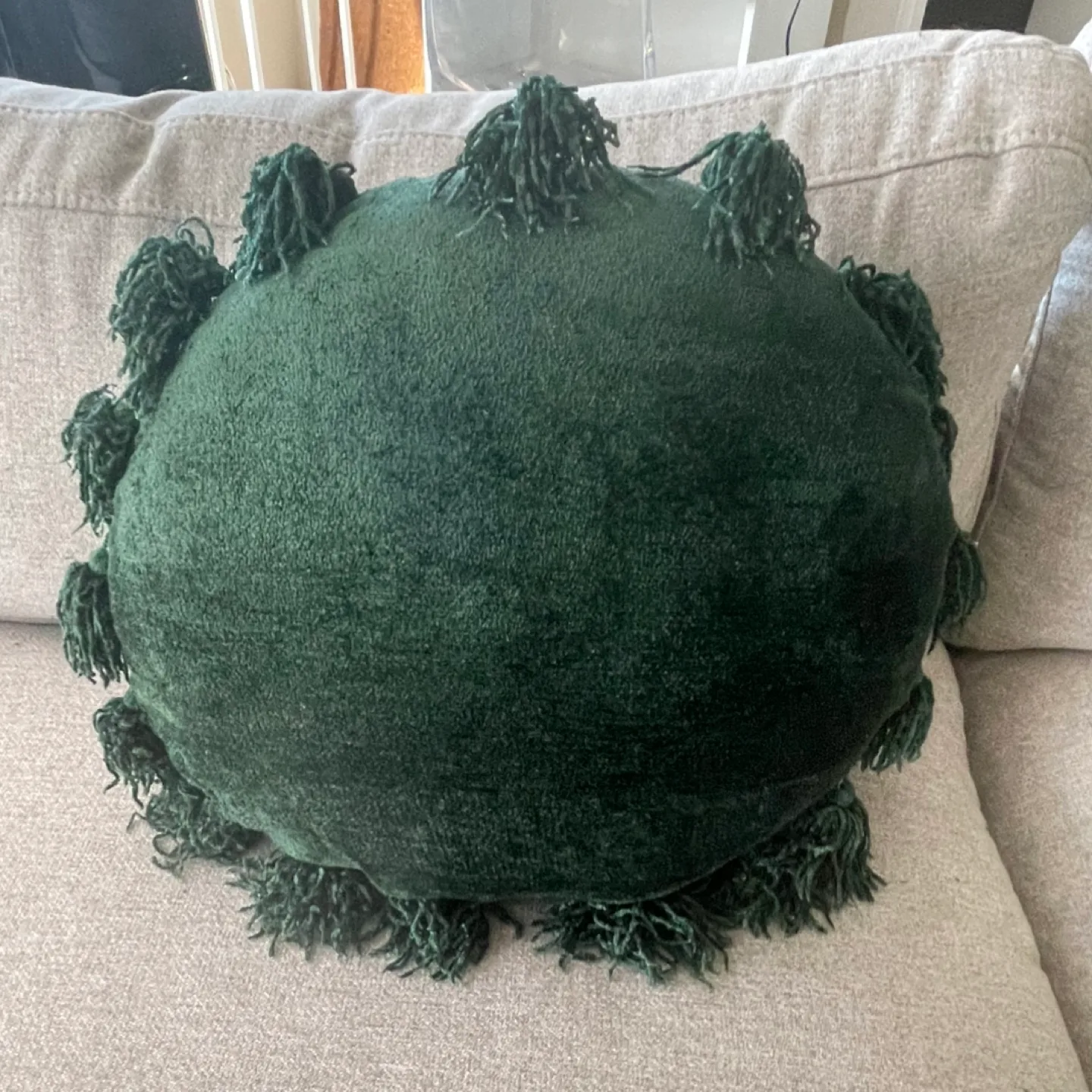 Green Decorative Pillow with Tassels thumbnail