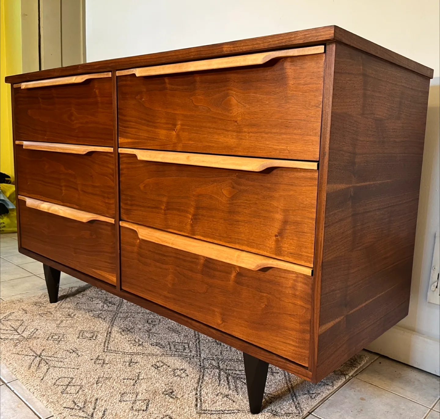 Restored MCM Walnut 6 Drawer Dresser