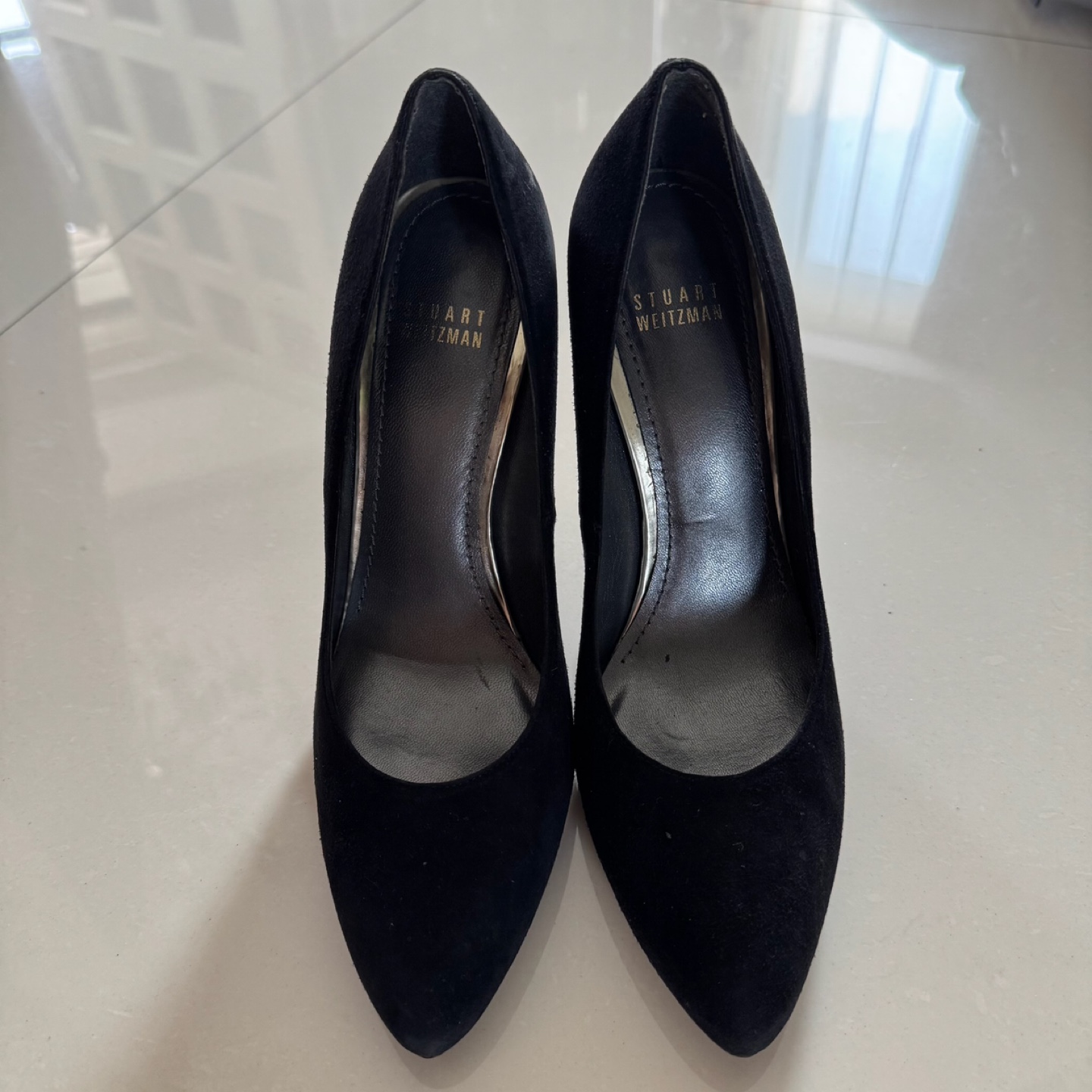Stuart Weitzman Black Suede with Leopard Print Heels - photo 2