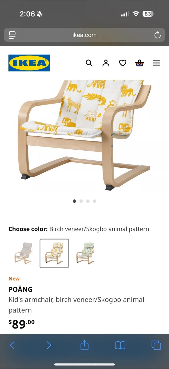 IKEA Poäng Kids Armchair with Dinosaur Cushion image indicator(5)