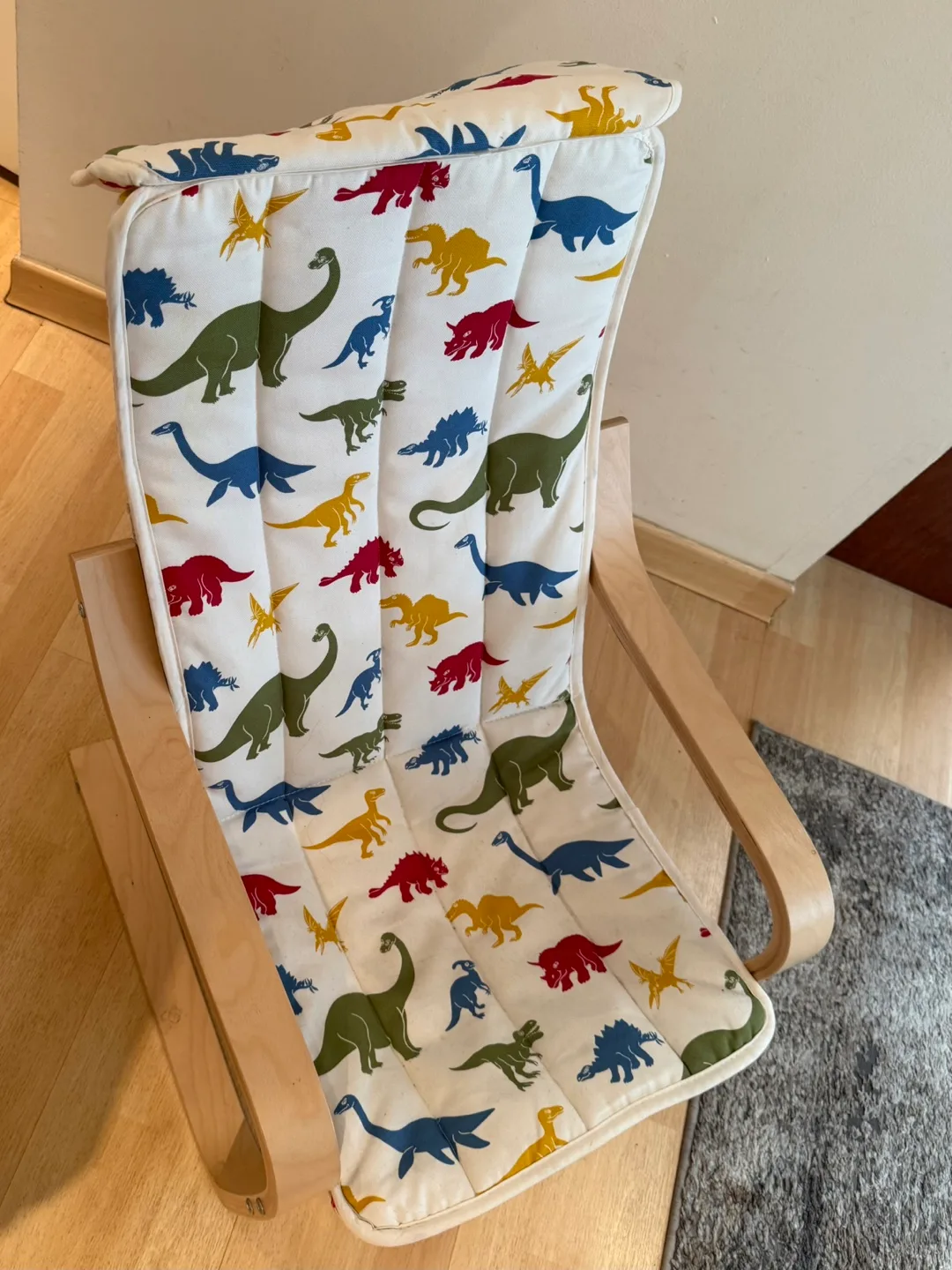 IKEA Poäng Kids Armchair with Dinosaur Cushion image indicator(2)
