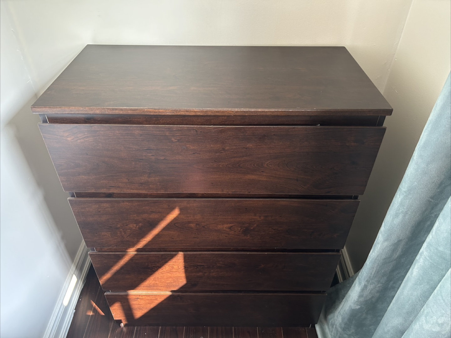 Dark Brown Dresser with 4 Drawers