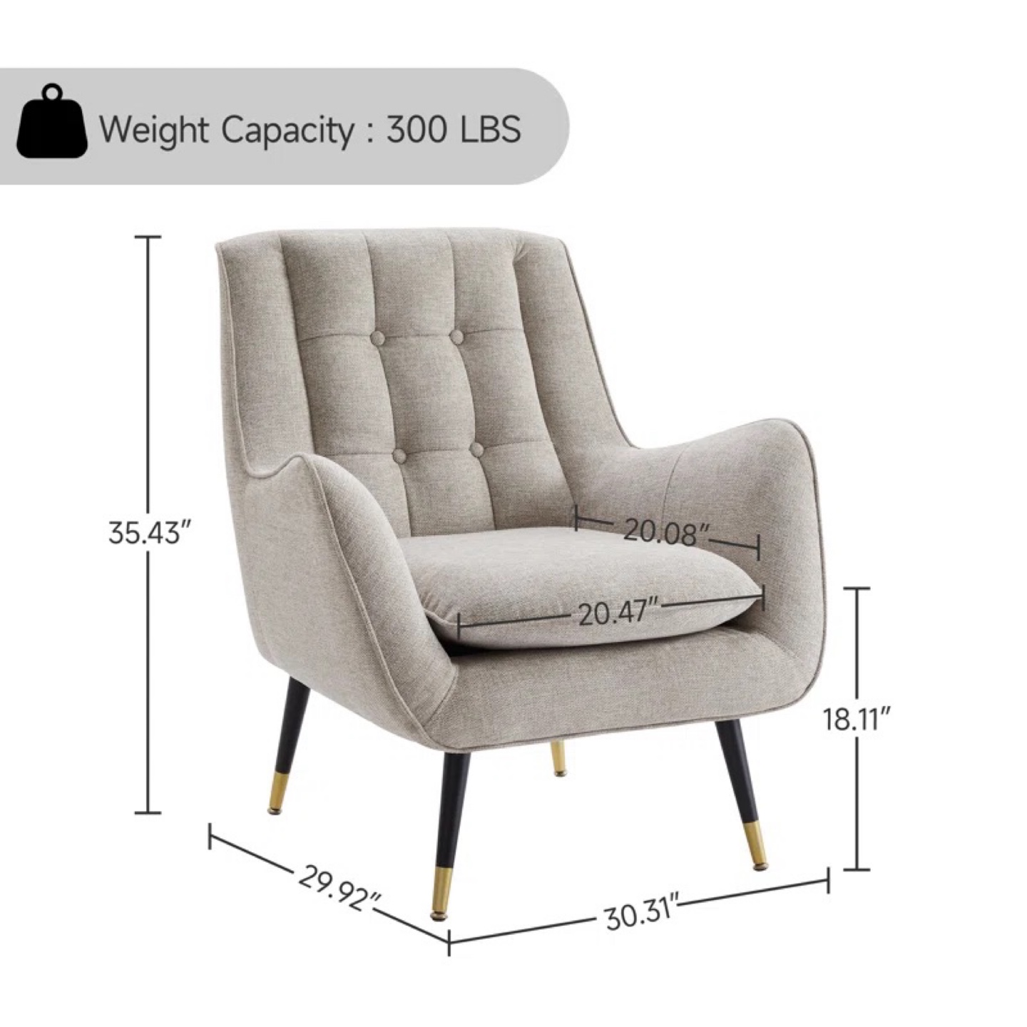 Beige Tufted Accent Chair by Mercury Row - photo 4