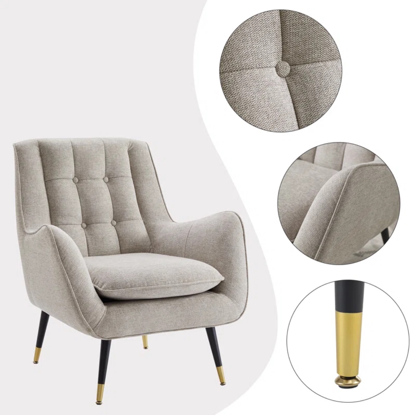 Beige Tufted Accent Chair by Mercury Row - photo 5