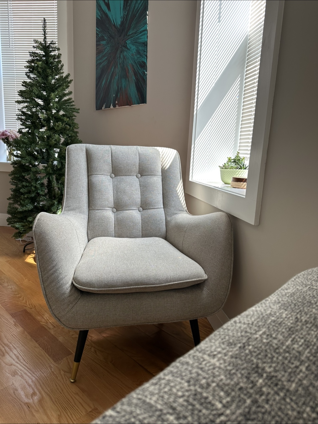 Beige Tufted Accent Chair by Mercury Row