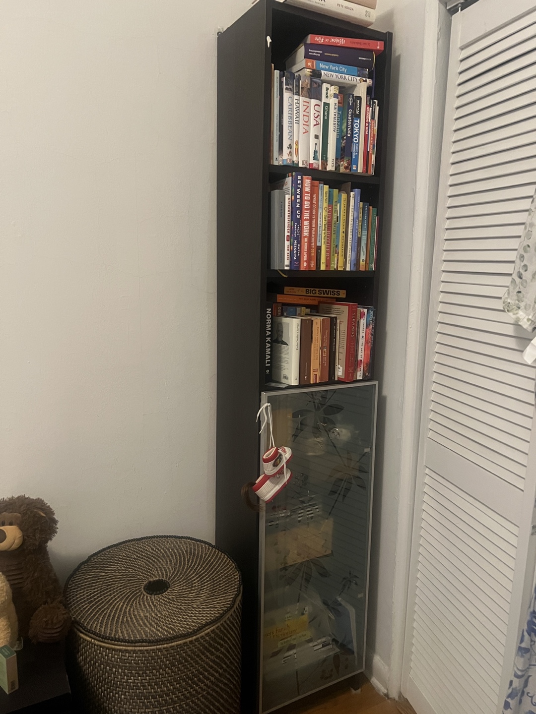 Black Wood Bookcase with glass door