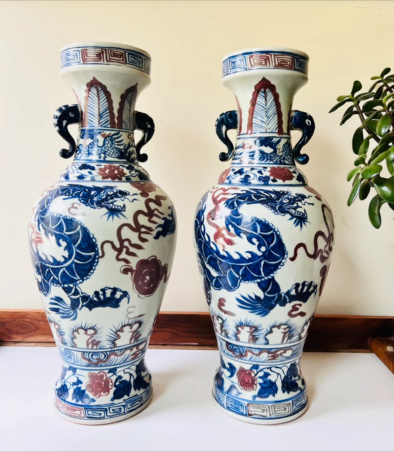 Set of 2 Vintage Dragon Vases image indicator(4)