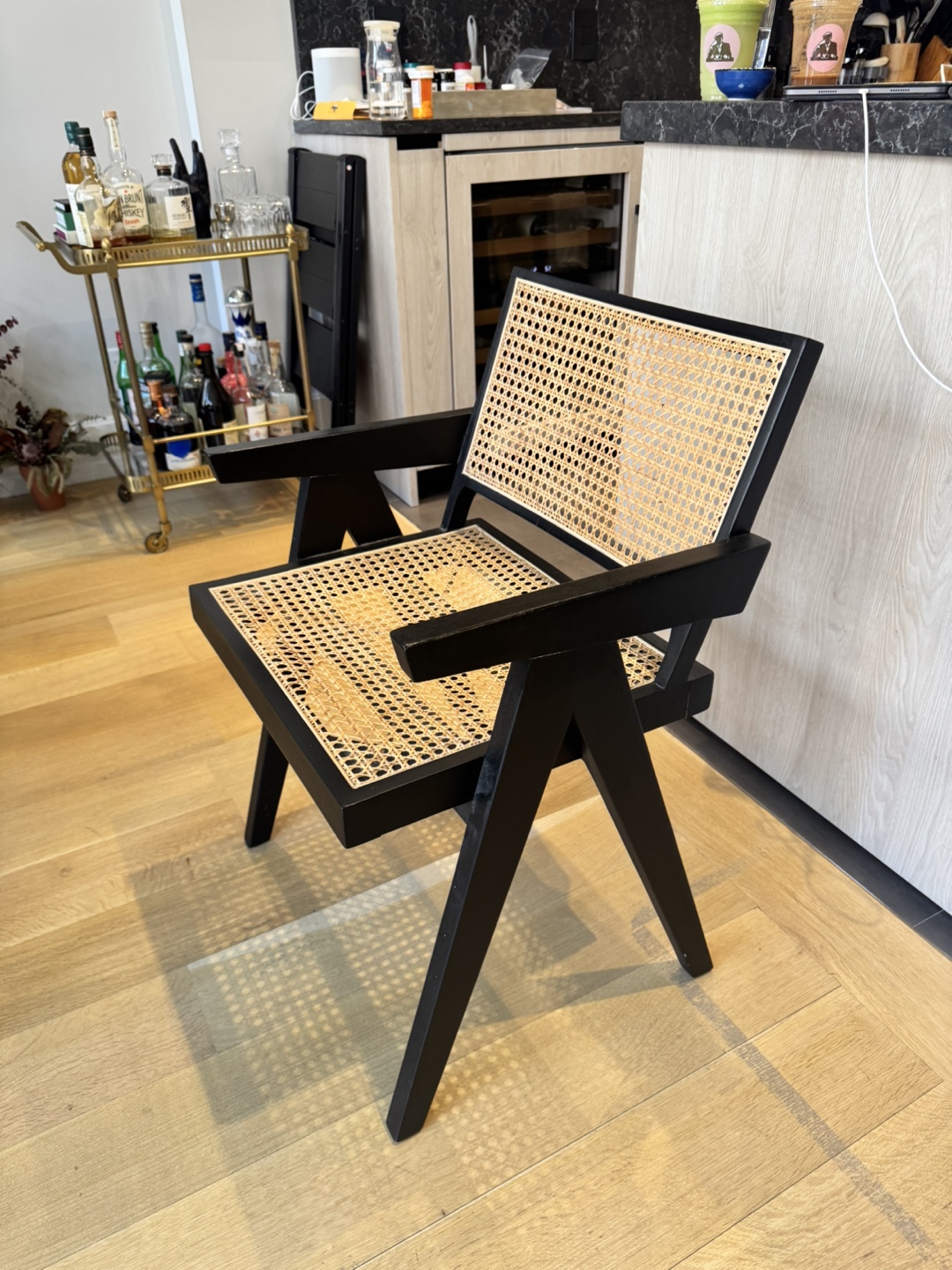 France and Son Modern Black Cane Chair