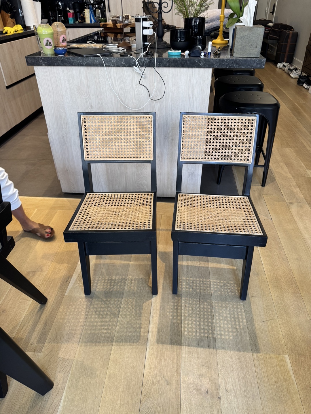 France and Son Set of Two Black Cane Chairs - photo 3