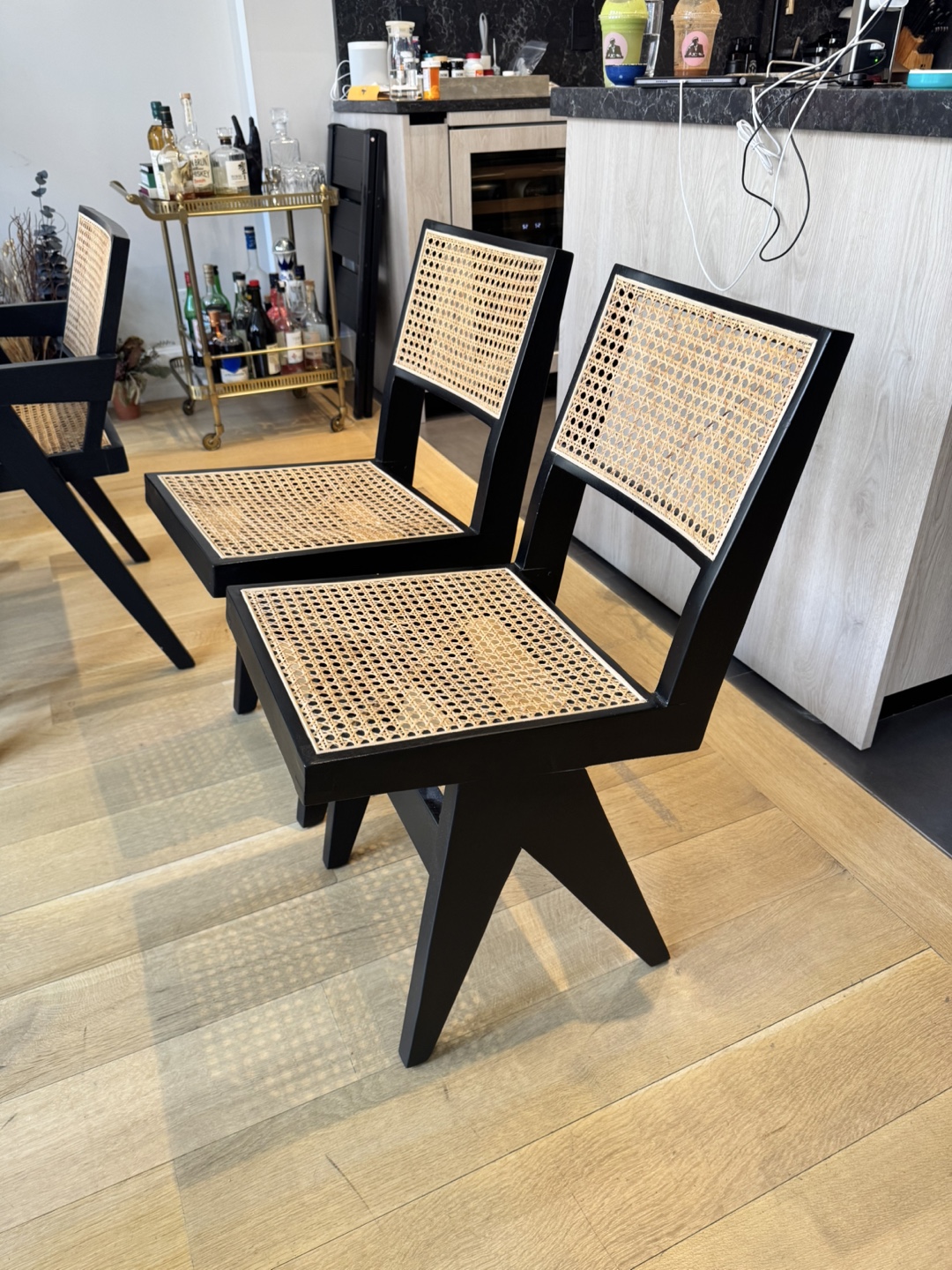 France and Son Set of Two Black Cane Chairs - photo 2