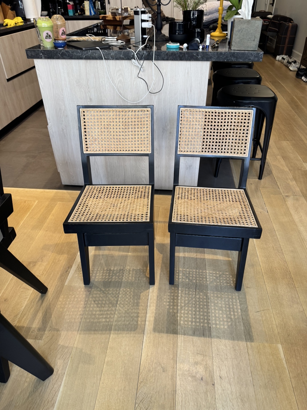 France and Son Set of Two Black Cane Chairs - photo 4