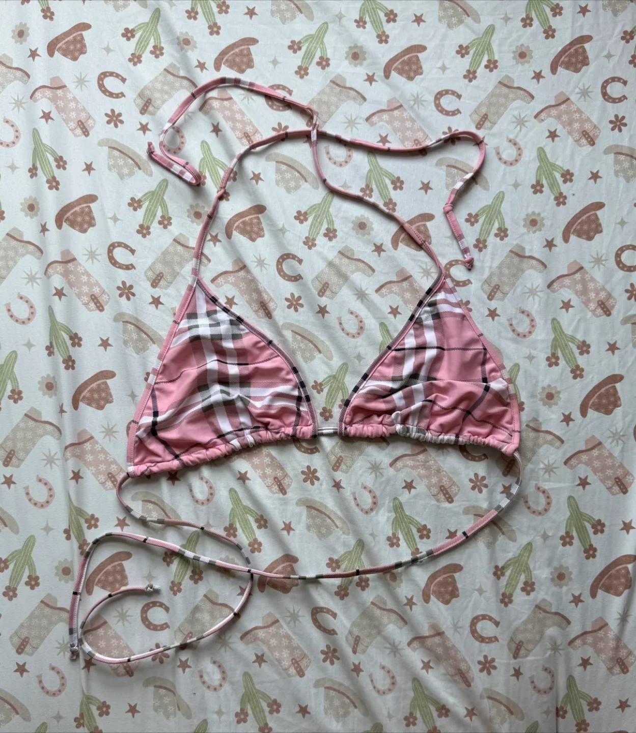 Vintage Pink Burberry Bikini Triangle Top thumbnail