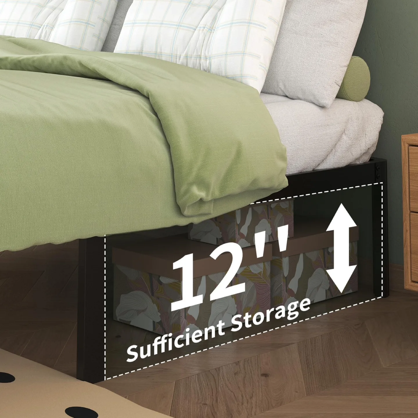 New 14 Inch Full Size Bed Frame with Rounded Corner Legs image indicator(4)