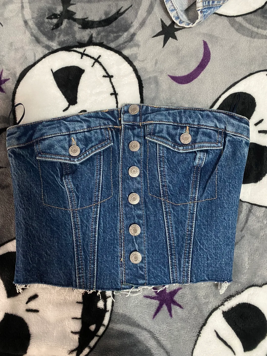 Zara Denim Corset Top thumbnail