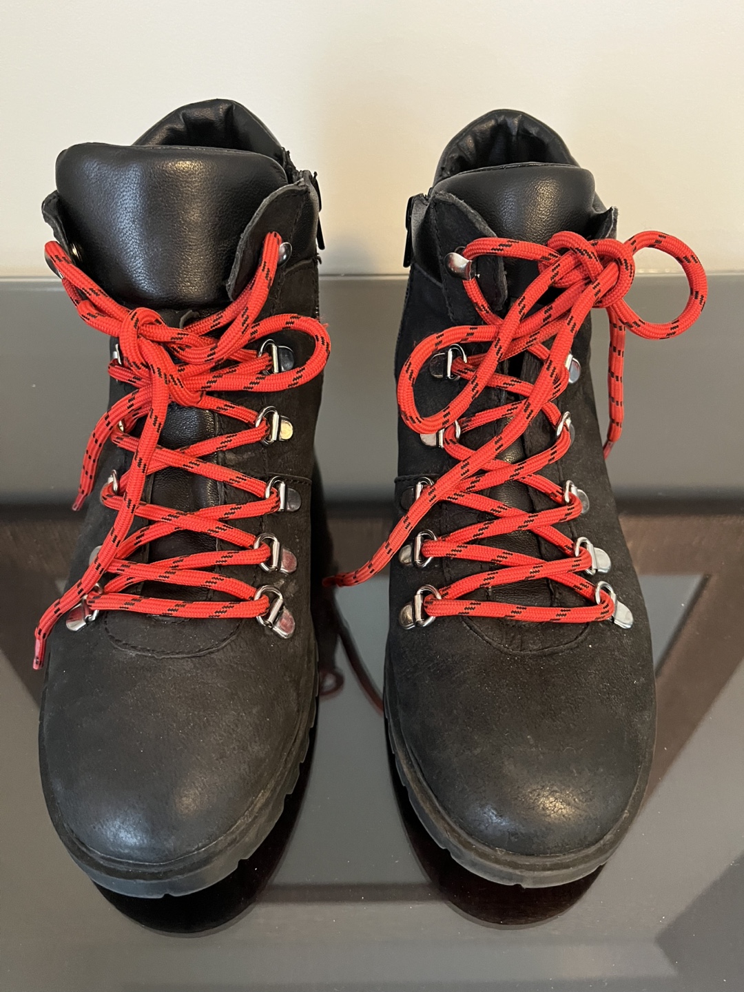 Black Boots with Red Laces
