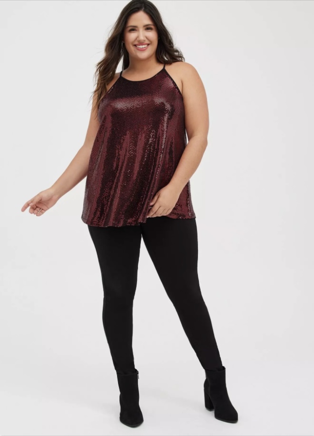 EUC Torrid High Neck Burgundy Sequin Tank size 0 (12/14) - photo 2