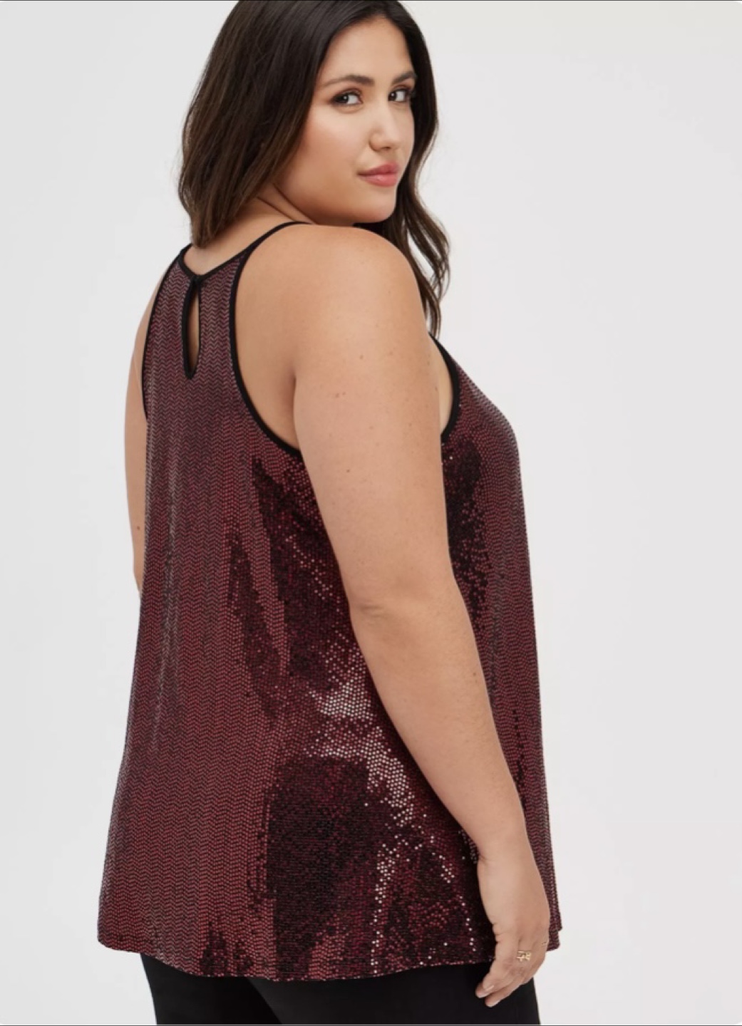 EUC Torrid High Neck Burgundy Sequin Tank size 0 (12/14) - photo 4