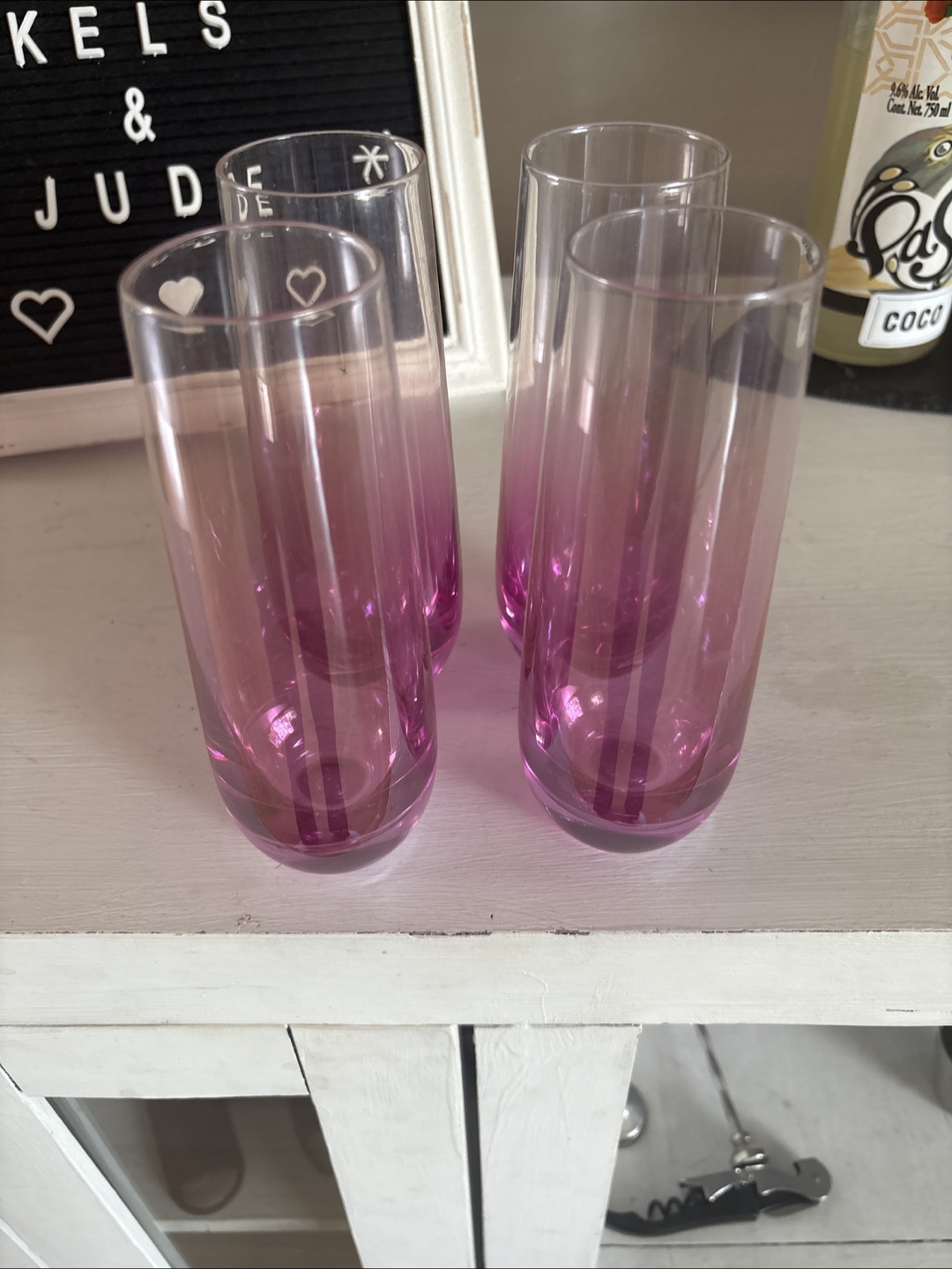 Pink Tinted Glassware (champagne flutes)