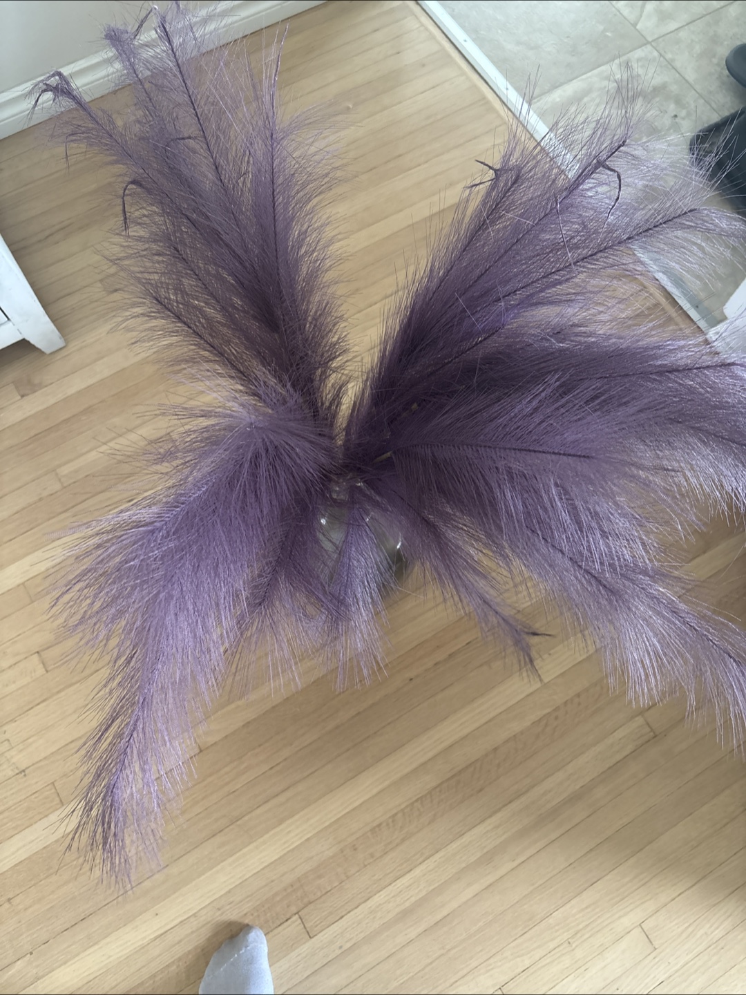 Purple Feathery Arrangement With Glass Vase - photo 3
