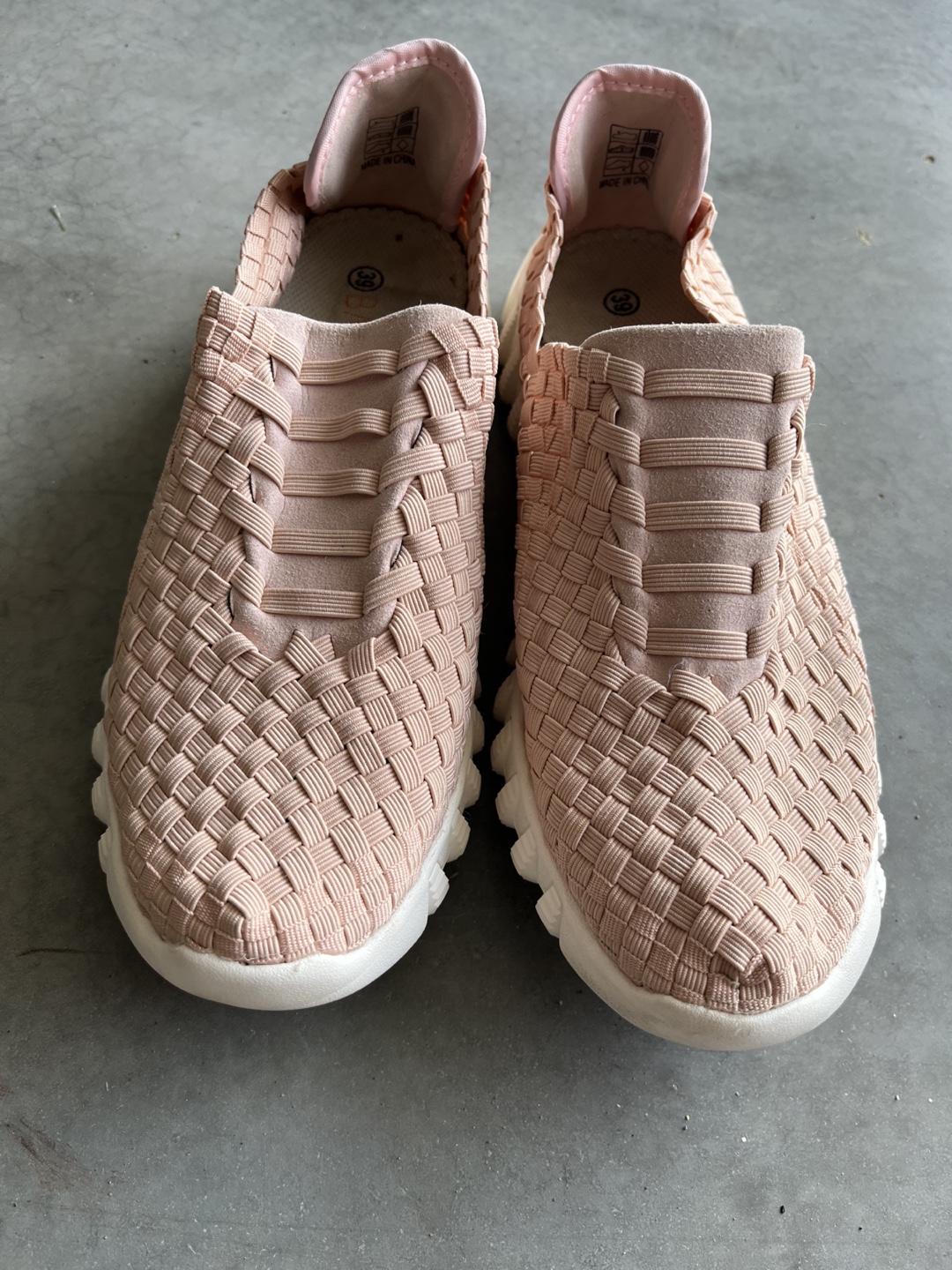 Bernie Mev. Blush Woven Slipon Sneakers
