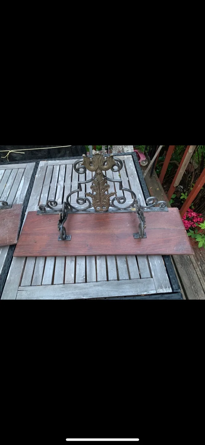 2 Piece Antique Dark wood Shelves and Horse Books Stand image indicator(2)