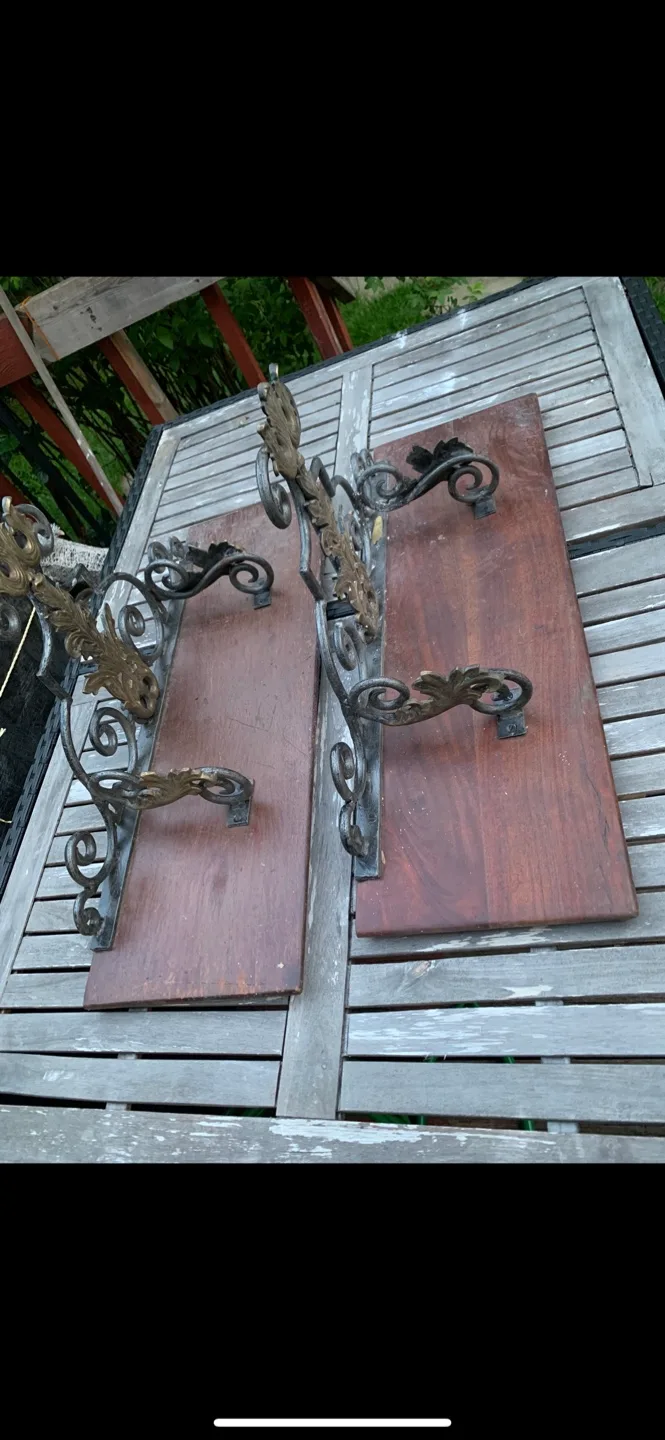 2 Piece Antique Dark wood Shelves and Horse Books Stand image indicator(4)