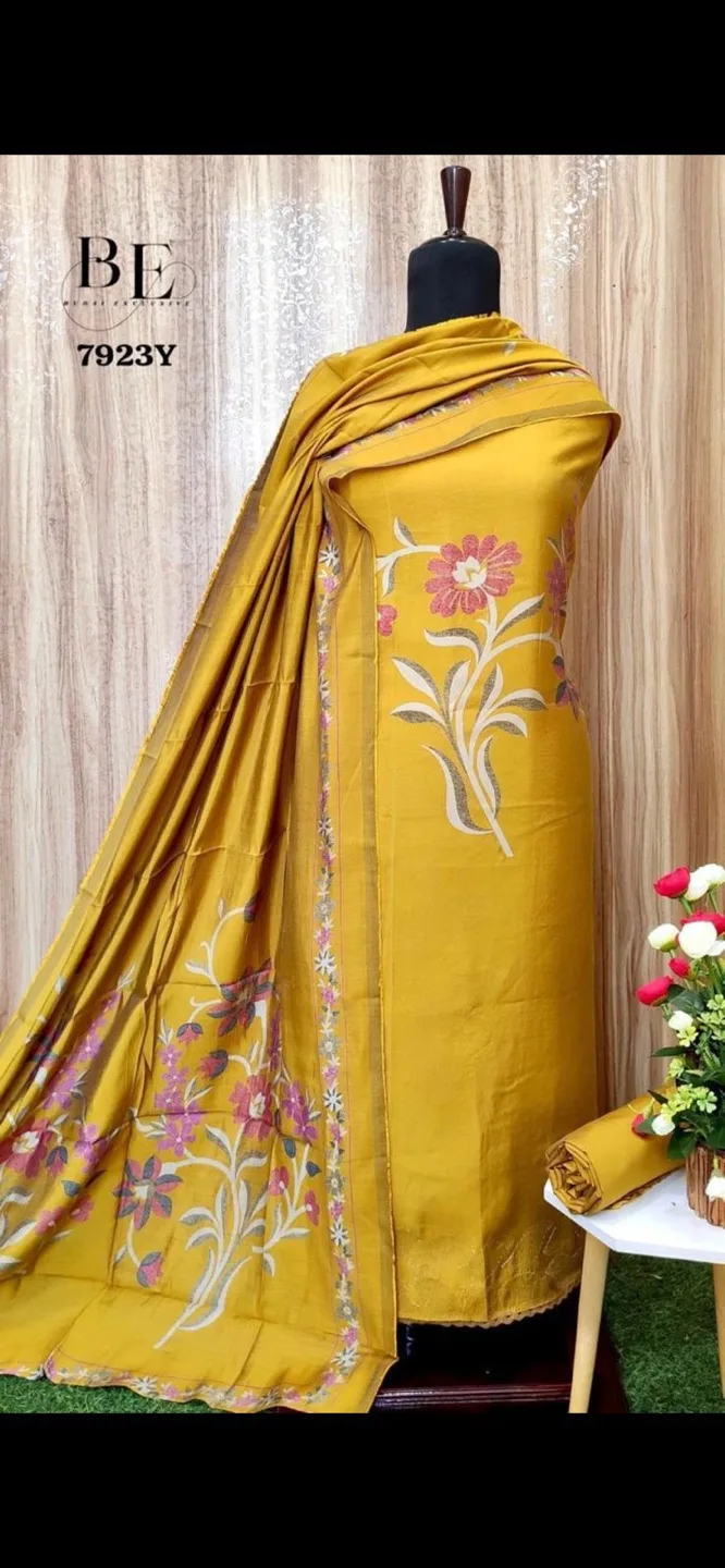 Gorgeous floral embroidered suit with shawl thumbnail