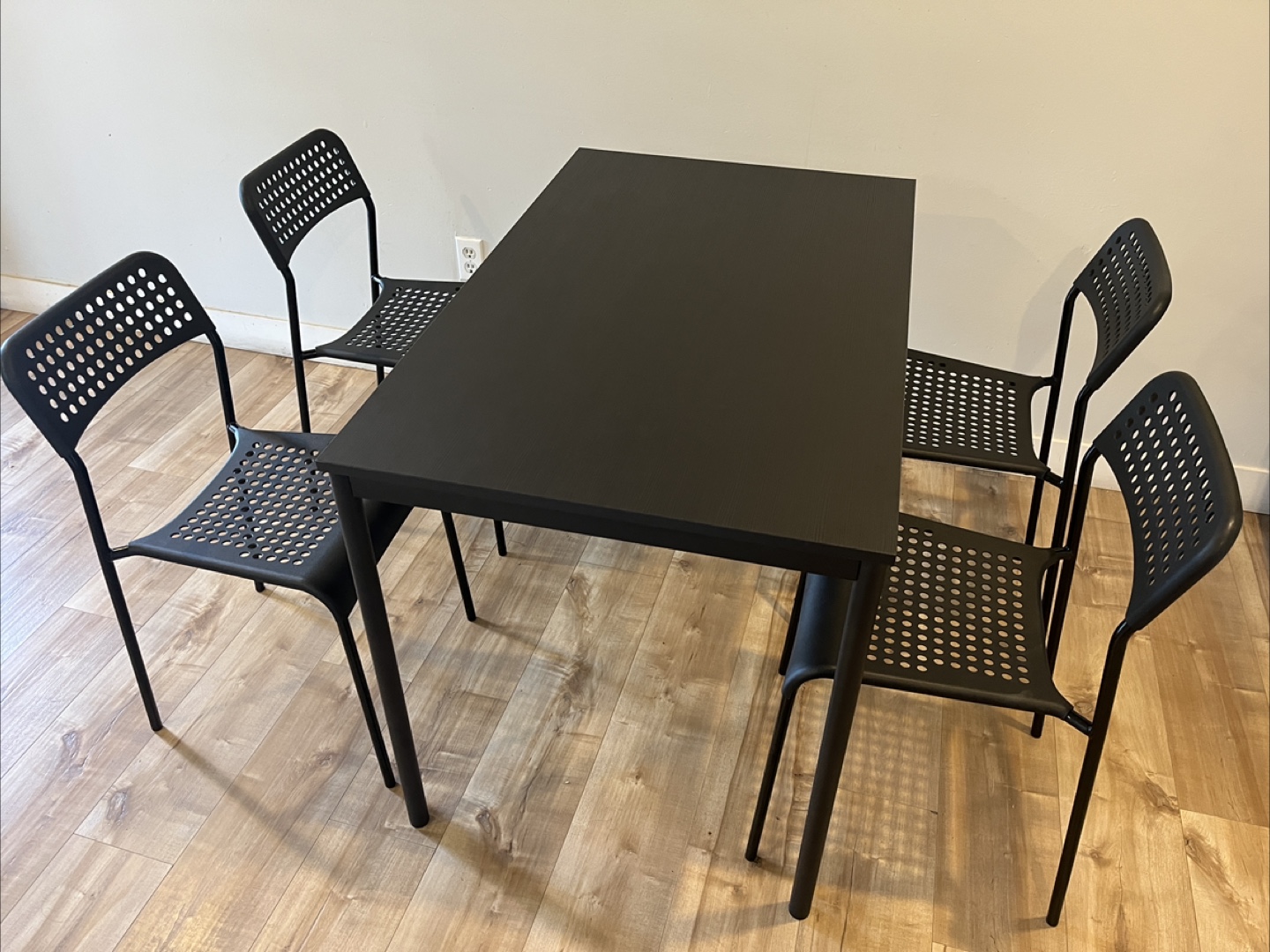Black Table and Four Chairs Dining Set