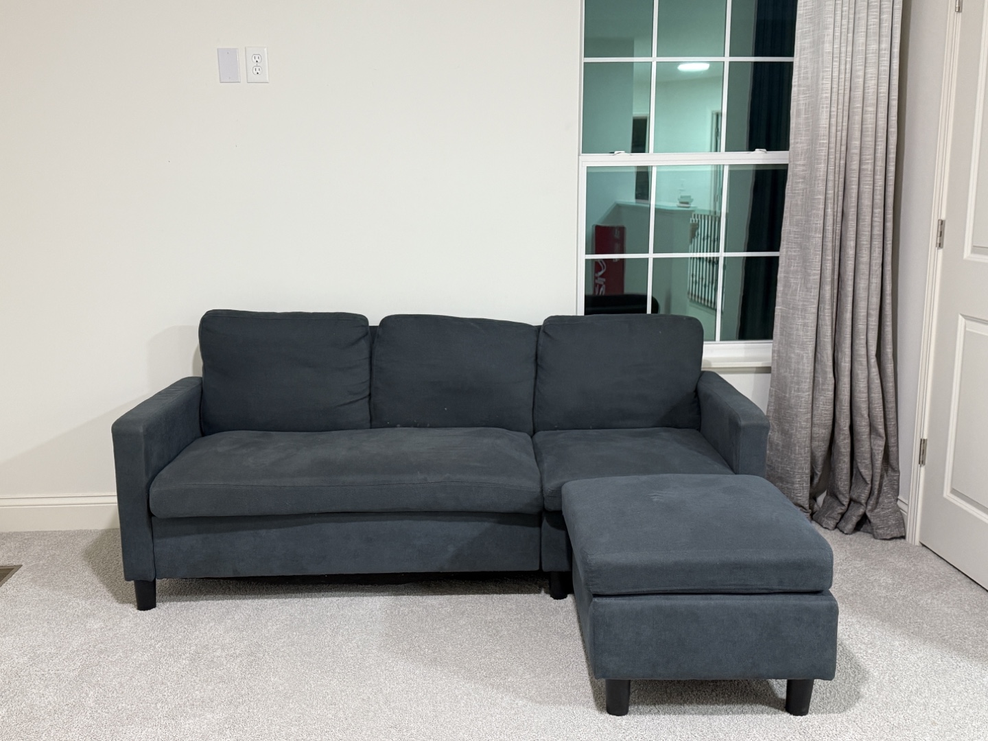 Dark Gray Sectional Sofa with Ottoman