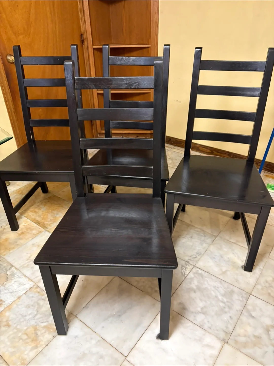 Set of 4 Dark Wood Chairs thumbnail