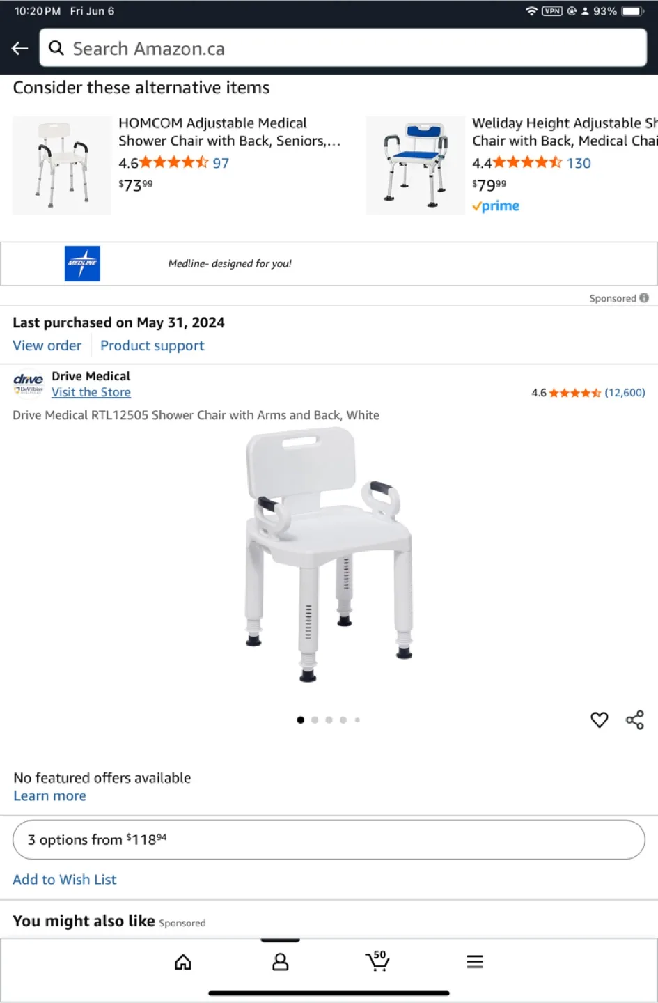 Drive Shower Chair with Arms and Back image indicator(2)